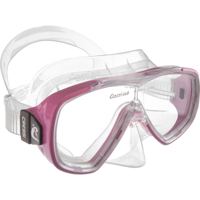Máscara Cressi Onda de lente único, transparente con detalles rosa, para adultos