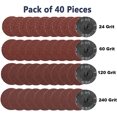 thumbnail image 2 of Jinsinto 40pcs 50mm 24/60/120/240 Grit Roll Lock Sanding Discs R Type Sandblasting Abrasive Pads, 2 of 5