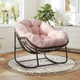 thumbnail image 3 of Indoor Outdoor Rocking Chair, Oversized Papasan Rocking Chair with Padded Cushion, Rocker Egg for Front Porch, Garden, Living Room, Bedroom, Apartment, 3 of 8