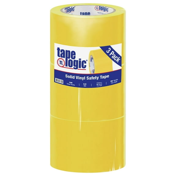 Tape Logic Solid Vinyl Safety Tape 6.0 Mil 3" x 36 yds. Yellow 3/Case T93363PKY