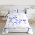 thumbnail image 6 of Feelyou Kawaii Bowknot Kids Bedding Comforter Set, Fashion Princess Style Twin Comforter Sets, Dreamy Purple Ribbon Reversible Bedding Set, Breathable Home Decor, 2-Piece, 6 of 8