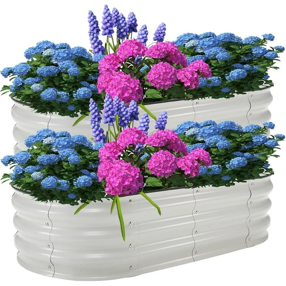 Senfot 6x3x2Ft (2 Pack) Galvanized Raised Garden Bed, Open Base Metal Planter Boxes for Vegetables, Flowers & Herbs, Steel Garden Raised Bed Kits