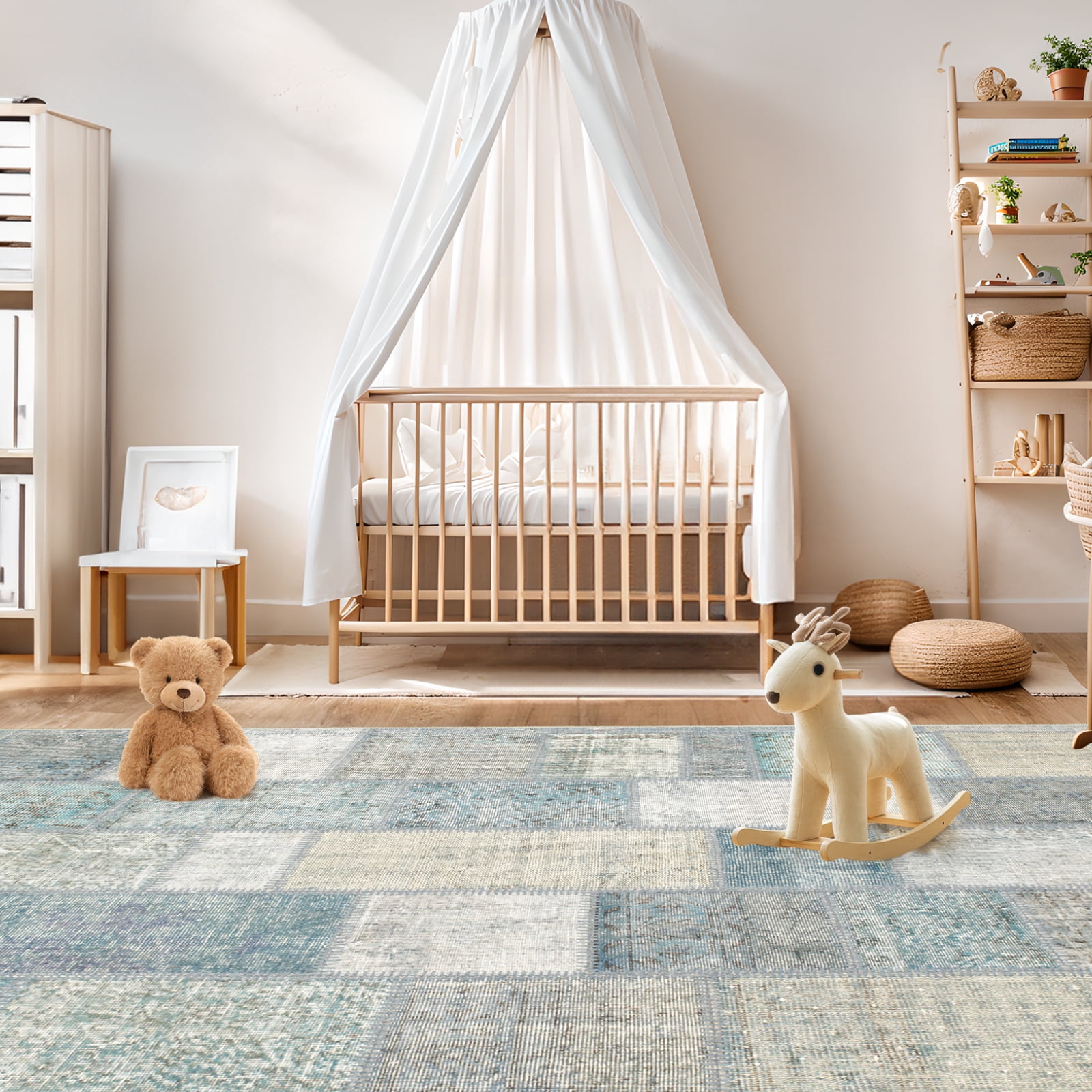Cozylore 8'x10' Area Rugs for Living Room Modern Rug Soft Low Pile Non Slip Carpet Machine Washable Indoor Rug for Bedroom Dining Room, Blue