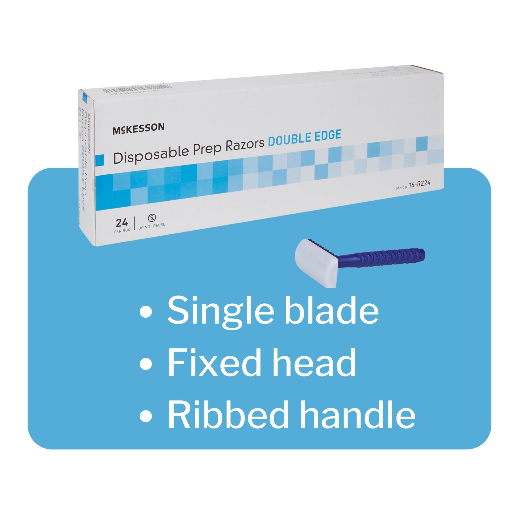 McKesson Disposable Razors - Single Blade, Fixed Head Medical Razor, 24 Count, 6 Packs, 144 Total