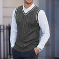 thumbnail image 2 of Dwelliawo Men's Sweater Vest Business V Neck Sleeveless Sweater Formal Ribbed Knit Vest Fashion Golf Stretch Pullovers Sweater 2XL, 2 of 4