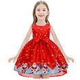 thumbnail image 2 of Dress Gift for Girls Christmas Girl Dress Sleeveless Princess Party Dress for Girls Formal Prom Dress with Santa Claus Print Bowknot for 2-8 Years Save Big, 2 of 8