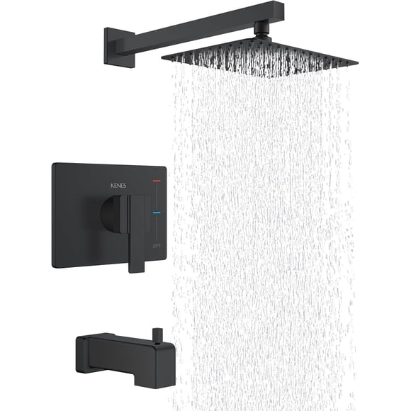 Modern Matte Shower Set Tub and Shower Trim Kit with Single-Spray Shower Head Square Shower (Shower Valve Included)