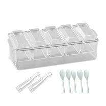 Portable Fruit Box Container with Ice Pack, 5 Compartments Chilled Travel Camping Tray with Clip & Forks, Cooling Divided Serving Tray, for Outdoor Parties, Picinics