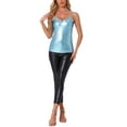 thumbnail image 2 of INSPIRE CHIC Women's Metallic Camisole Spaghetti Straps Backless Tank Tops M Shiny Blue, 2 of 6