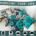thumbnail image 6 of Teal Throw Pillows Covers for Couch 18x18 Set of 4 Flower Teal Decorative Throw Pillows Rose Dark Turquoise Pillows Covers for Bed Living Room Decor Linen Pillow Covers Spring Summer (Teal), 6 of 6