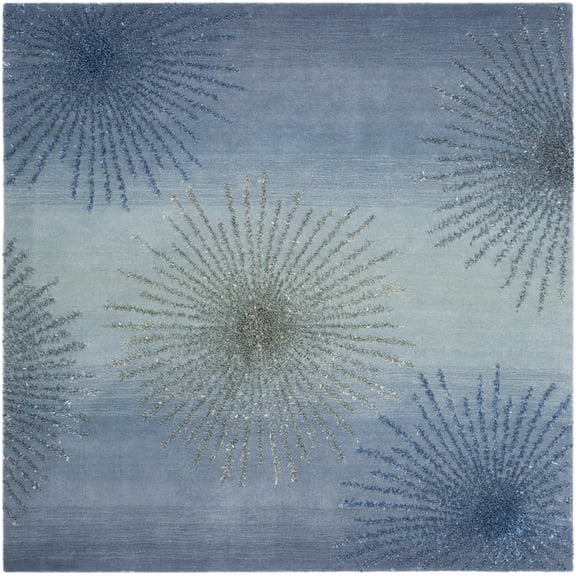 SAFAVIEH Soho Fiesta Geometric Area Rug, Denim, 6' x 6' Square