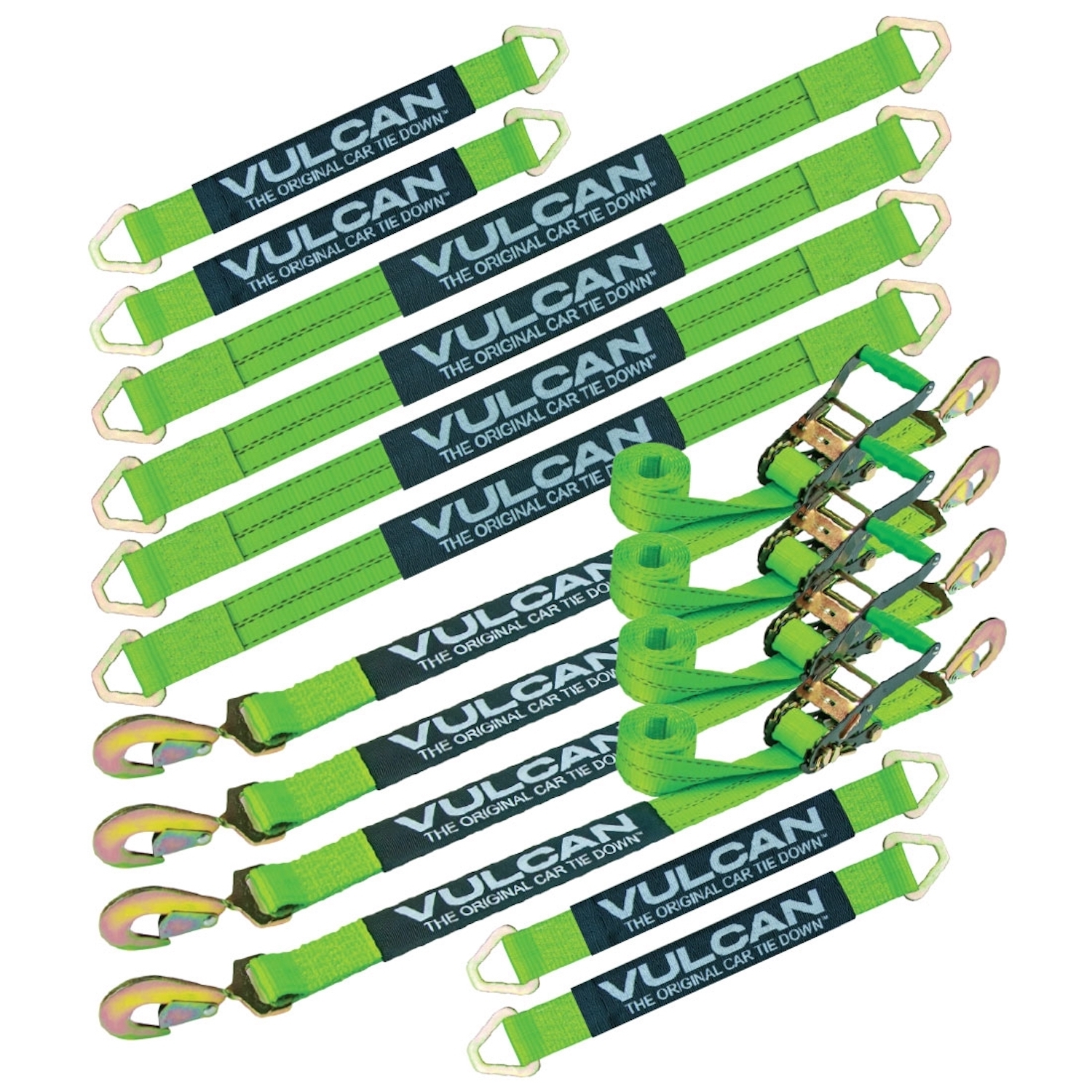 VULCAN Complete Axle Strap Tie Down Kit with Snap Hook Ratchet Straps