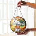 thumbnail image 2 of Hello Fall Bichon Frise Football Welcome Autumn with Leaves Pumpkins Stained Glass Suncatcher Bichons Dog Lovers Gifts Idea Window Hanging Sign Decor - 00012, 2 of 5