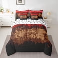 thumbnail image 2 of Manfei Pixel Plaid 7pcs Bedding Comforter Set,Modern Abstract Geometric Queen Bedding Sets,Red Brown Queen Sheet Sets For Boys Kids,Luxury Bedroom Decor Reversible, 2 of 8
