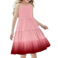 thumbnail image 2 of Nmnitkp Girls Dress Boho Gradient Girl Dresses Flutter Sleeve Tiered A Line Summer Dresses with Pockets Red,5 Years, 2 of 7