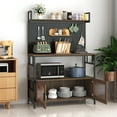 thumbnail image 2 of Walnut Finish Kitchen Baker'S Rack with 2 Glass Doors & Pegboard - 39" Utility Storage Shelf for Small Spaces, 2 of 10