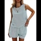 thumbnail image 2 of Conjuntos de Dos Piezas de Verano para Mujer: Camiseta Sin Mangas y Pantalones Cortos A Juego, Chándal de Algodón A Rayas, Rayas , Talla L, 2 of 8