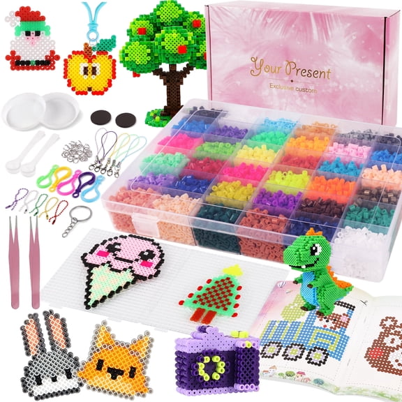 CandWuom Fuse Beads Kit - 11,000 Pcs 36 Color 5mm Iron Beads for Kids Kit, Customizable Melting Bead Kit for 5-12 Girls DIY Craft Gift