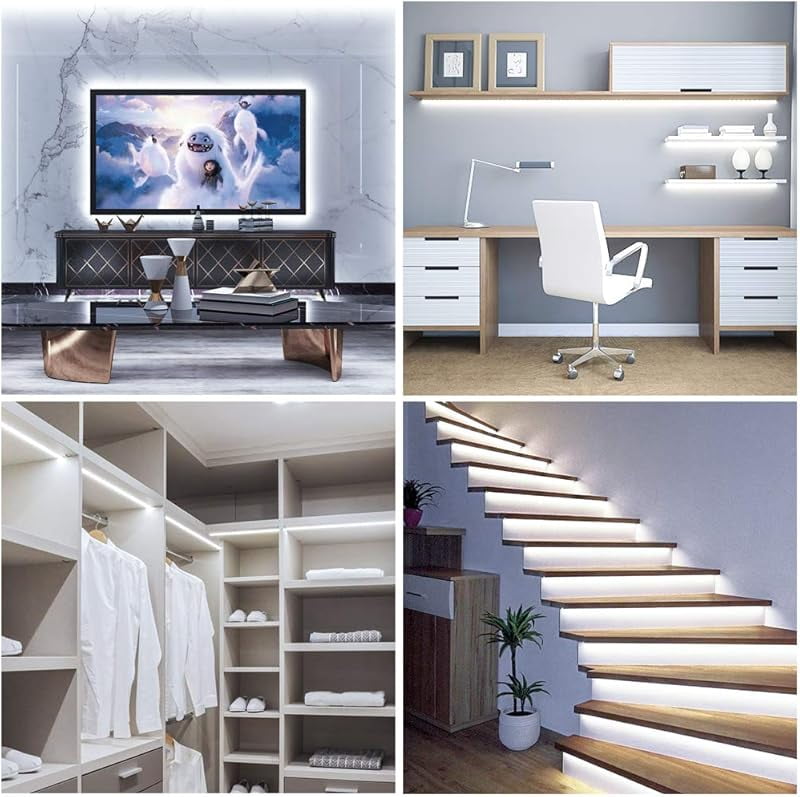 Govee White LED Strip Lights, Upgraded 16.4ft Dimmable LED Light Strip 6500K Bright Daylight White, Strong Adhesive, 300 LEDs Flexible Tape Lights for Mirror, Kitchen Cabinet, Bedroom, Christmas Decor