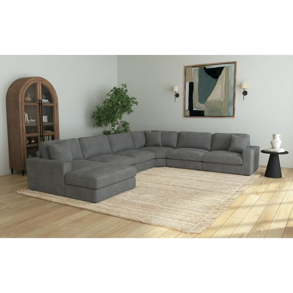 Picket House Furnishings Mesa Modular 6PC Sectional Set with LHF Chaise-Charcoal
