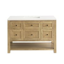 James Martin Vanities 48" Single Vanity, Light Natural Oak w/ 3 CM White Zeus Top