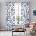 thumbnail image 5 of Blue Flower Kitchen Curtains 96 Inch Length, Spring Leaf Vintage Farmhouse Boho Plant Grommet Top Bedroom Living Room Curtains, Light Filtering Cafe Curtain Drapes 2 Panels Set 104''x96'', 5 of 9