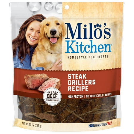 UPC: 0079100527762 | Milo s Kitchen Steak Grillers Beef Recipe With Angus Steak Dog Treats  10-Ounce
