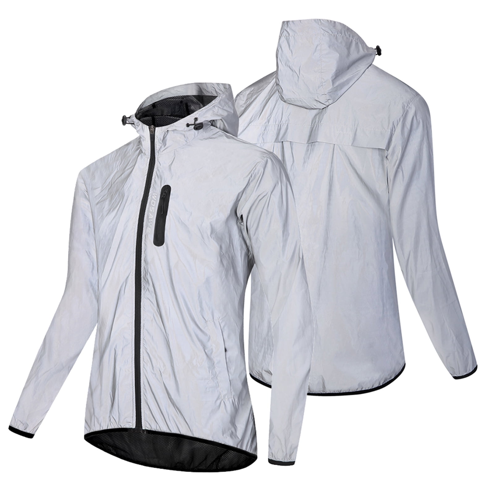 Cycling Hooded Jacket Hi Viz Full Reflective Windproof Waterproof Coat Men Women