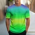thumbnail image 2 of Wyobmus Mens Summer Striped Tops Casual Color Blocked Tshirt Short Sleeve Round Neck Workout Gym Tee Shirts M-3X A-Green, 2 of 5