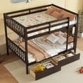 thumbnail image 5 of Bellemave Bunk Bed Full Over Full with Storage, Solid Wood Bunk Bed Frame with 2 Drawers, Full Bunk Beds Built-in Ladder for Teens Bedroom (Espresso), 5 of 9