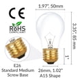 thumbnail image 3 of Simba Lighting Oven Light Bulb 300°C/572°F Rated A15 40W E26 Medium Base, 120V 2700K, 4-Pack, 3 of 8