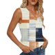 thumbnail image 4 of Mujeres sin mangas Tops verano V cuello rayado no posicionamiento impresión capa base blusa casual, 4 of 6