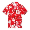 thumbnail image 2 of Boy Hawaiian Shirt Aloha Shirt Luau Shirt in Red Hibiscus Size 6, 2 of 2