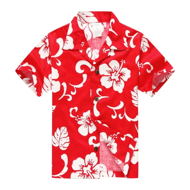 Hawaii Hangover - Boy Hawaiian Aloha Luau Shirt Only in Red Hibiscus 16 ...