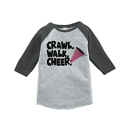 

7 ate 9 Apparel Kids Crawl Walk Cheer Grey Baseball Tee
