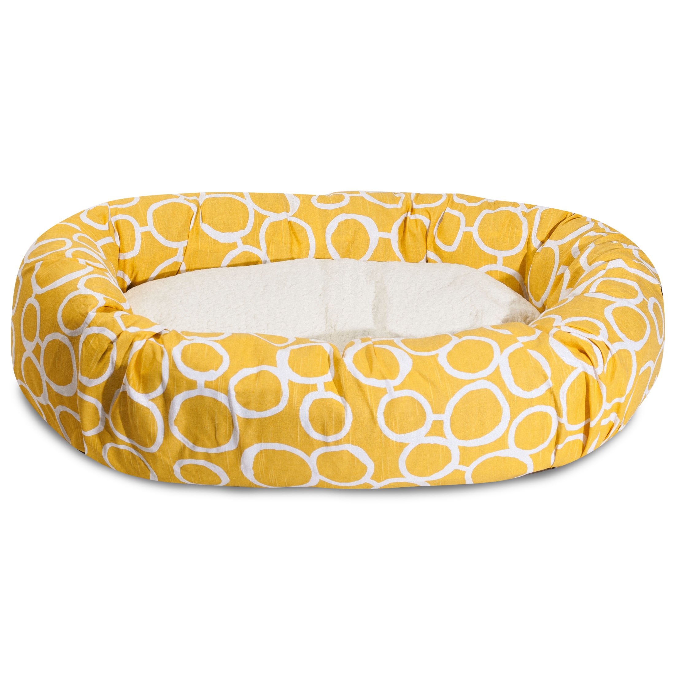 Majestic Pet Sherpa Fusion Bagel Pet Bed for Dogs, Calming Dog Bed Washable, Small, Yellow