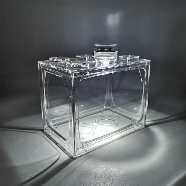 Pecera pequeña, pequeña, creativa, ecológica, de escritorio, micropaisaje, cubo, pecera, mini acuario de peces tropicales con luces LED
