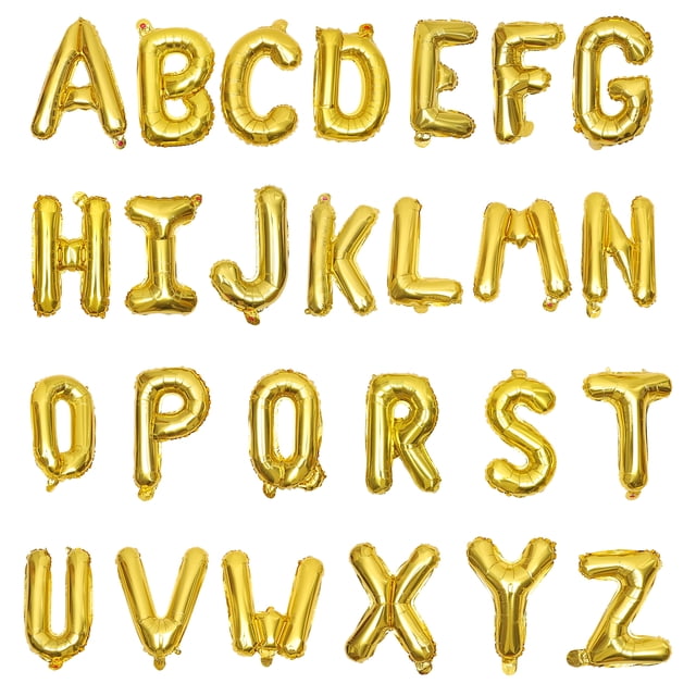 Miangastore Golden Aluminium Foil Letter Design Balloon 26Pack 16 Inch For Birthday Wedding