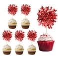 thumbnail image 1 of Uxcell 30 Pcs Adornos de Pastel de Fuegos Artificiales con Borlas Brillantes Rojas, 1 of 7