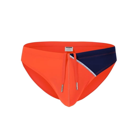 TANBOM Men's Polyamide Sexy Drawstring Triangle Swim Trunks Lightweight Comfortable Orange M