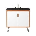 thumbnail image 4 of Sink Vanity Cabinet, Cherry White Black, Wood, Mid Century Hotel Bedroom Bathroom, Modern Contemporary HB34092, 4 of 9