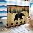 thumbnail image 5 of No Hook Shower Curtain, Black Bear Shower Curtains for Bathroom with See Through Top Window, Vintage Animals Farmhouse Pine Brown Forest Waterproof & Washable Bath Curtain Long 72"x78", 5 of 9