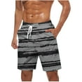 thumbnail image 2 of Sentmoon Athletic Shorts for Men Breathable Straight Workout Shorts Striped Print Drawstring High Waist Summer Gym Shorts Side Pockets Active Man for Tropical Vacation Dark Gray XL, 2 of 5