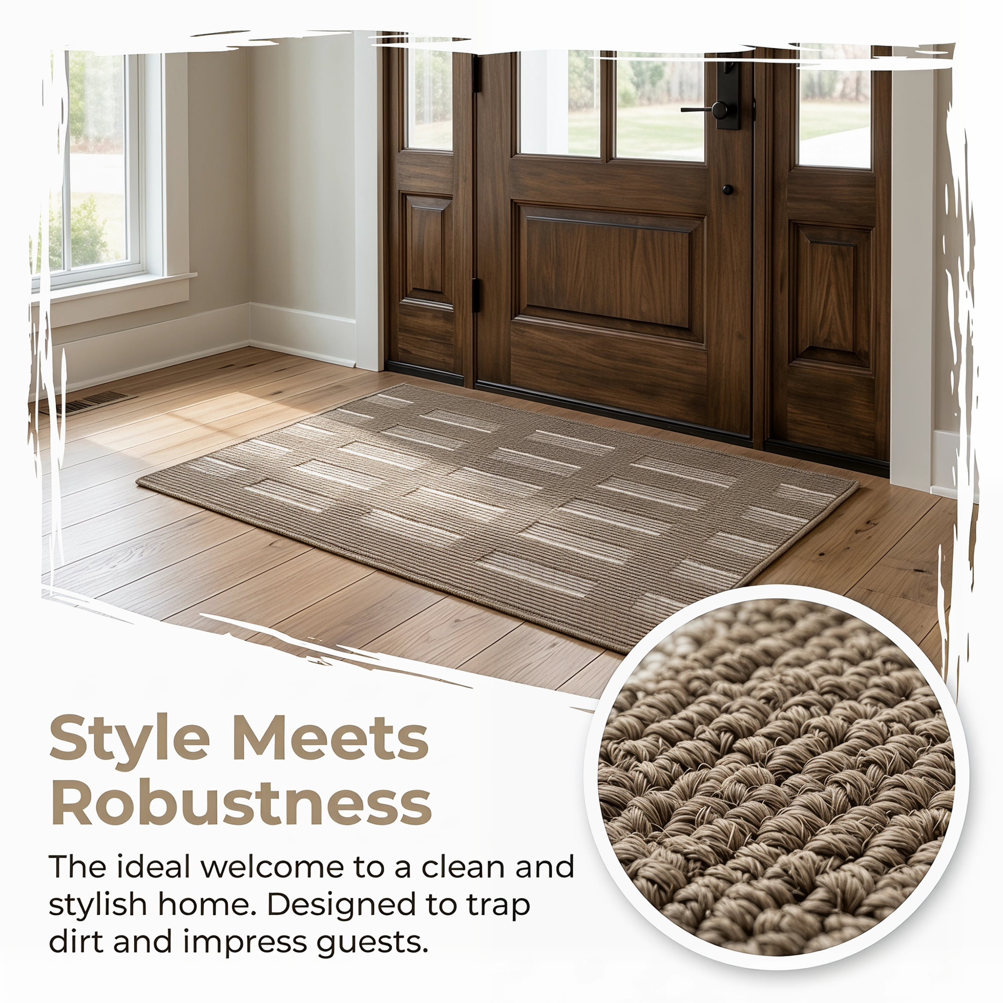 Unique Bargains Geometric Door Mat Indoor Outdoor Waterproof Welcome Mat Brown 32" x 20"