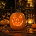 thumbnail image 7 of Light Up Halloween Decorations Halloween Pumpkin Decor 12 Inch Jack O Lantern Decor Spooky Halloween Decor for Indoor and Outdoor Holiday Display Orange, 1 Pack, 7 of 7