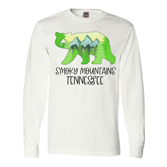 Inktastic Smoky Mountains, Tennessee- Mountains and Bear Shape Long Sleeve T-Shirt