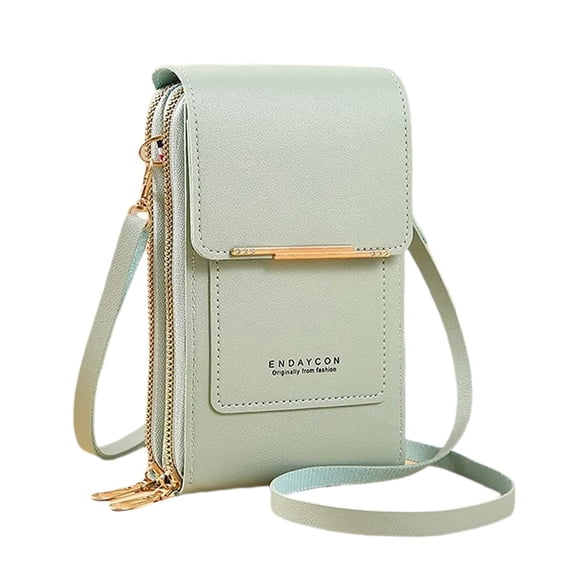 Ruyang Womens Phone Wallet PU Leather Crossbody Bag Multi-Zip Vertical Purse Anti-Theft Sling Bag Fashion Single Shoulder Bag