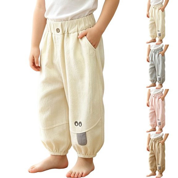 Bixock Toddler Boys Pants Cotton Elastic Waist with Pockets Soild Color Loose Casual Pants Soft Breathable Workout Activewear Boys Clothings Size 2-3Years