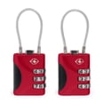 thumbnail image 3 of Brookstone Cable Lock - 2 Pack TSA Approved Luggage Locks with 3-Digit Keyless Combination, 3 of 6