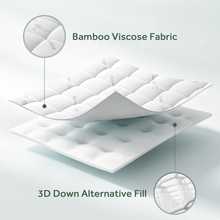 EMONIA Queen Bamboo Viscose Mattress Pad, Pillow Top photo 6